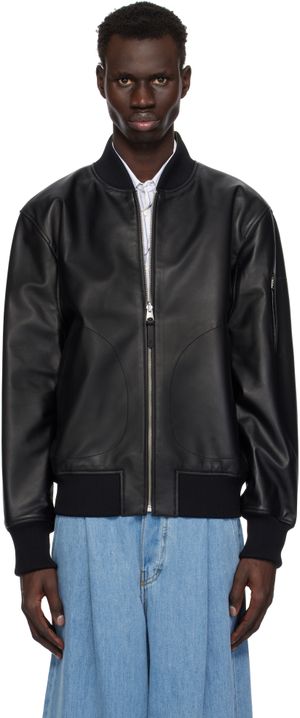 MACKAGE Blouson réversible Easton-SA noir et kaki en cuir