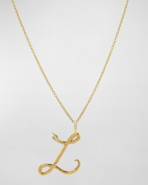 14K Gold Snake Initial Necklace