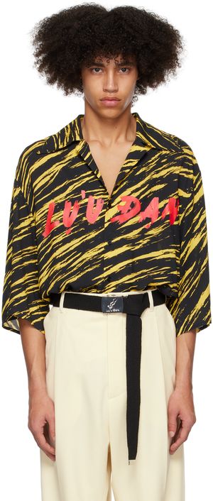 LU’U DAN Chemise Psychedelic Tiger noir et jaune