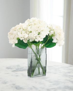 Luminous Hydrangeas 19" Faux Floral Arrangement in Glass Vase