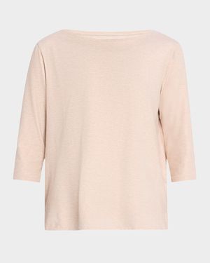 Soft Touch 3/4-Sleeve Metallic Jersey T-Shirt