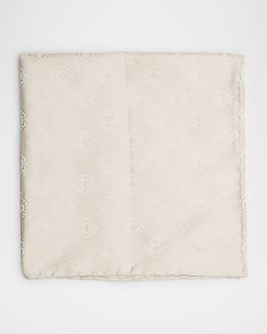 Men's Tonal Medallion Jacquard Silk Pocket Square