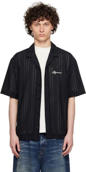 Represent Black Embroidered Bowling Shirt