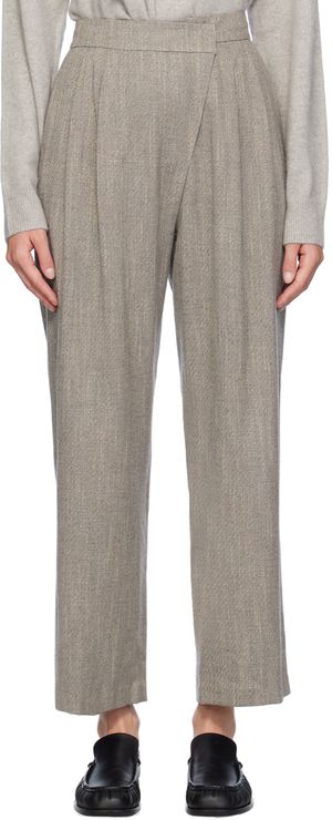 AMOMENTO Pantalon gris à taille asymétrique