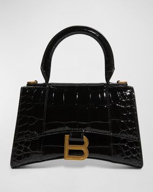 Hourglass XS Croc-Embossed Bag