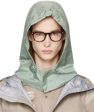 AMOMENTO Green Glossy Nylon Hood Snood