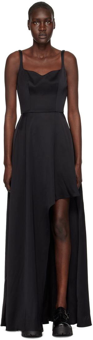 McQueen Robe longue asymétrique noire