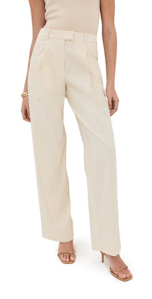 Another Tomorrow Cotton Gabardine Relaxed Wide Leg Pants Off White 40
