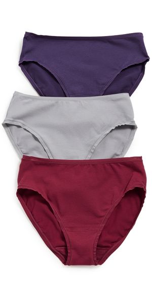 Natori Bliss Bare Cotton Hipster 3 Pack Purple Dusk/Smoky/Dark Red XS