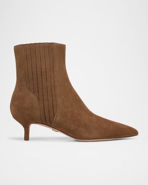 45mm Lisa Suede Kitten-Heel Booties