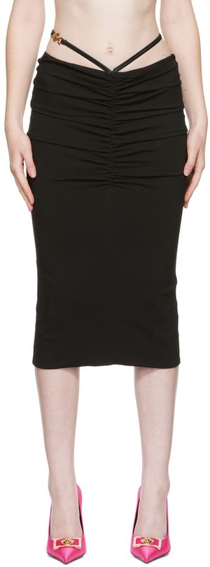 Versace Black Georgette Midi Skirt