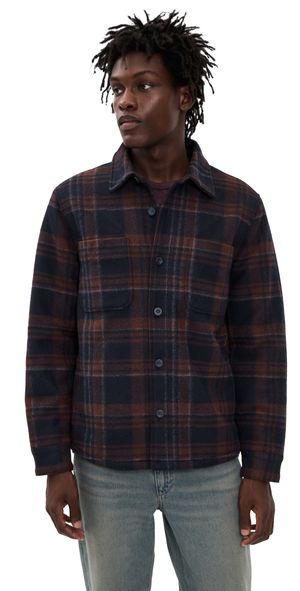 Vince Plaid Shirt Jacket Coastal Combo L