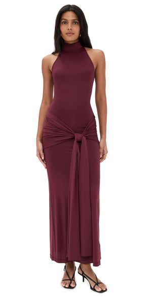 BARDOT Isadora Maxi Tie Front Dress Deep Plum 8