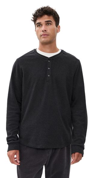 Marine Layer Pacifica Stretch Henley Charcoal XL