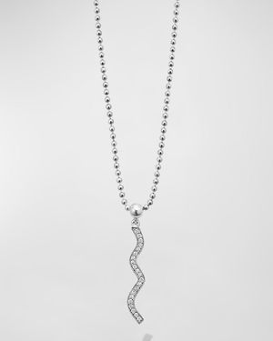 Caviar Spark Diamond Wave Pendant on Chain Necklace