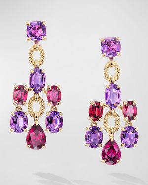 Marbella Statement Earrings with Gemstones in 18K Gold, 57mm