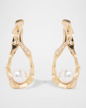 Kintsugi Infinity Pearl Hoop Earrings