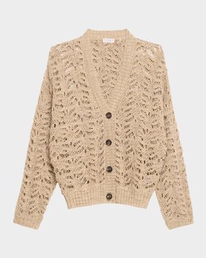 Paillette Lace Knit V-Neck Cardigan