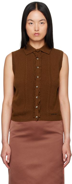 SHUSHU/TONG Brown Spread Collar Cardigan