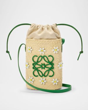 x Paula's Ibiza Anagram Flower Straw Pocket Crossbody Bag