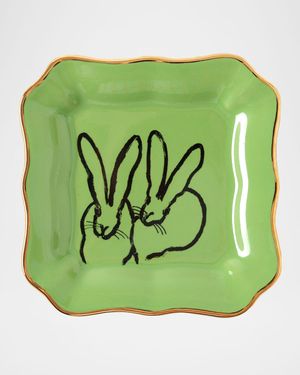 Portrait Plate with Gold Rim - Green