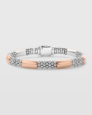 High Bar Two-Tone Rose Gold Smooth 6-Station 6mm Bracelet