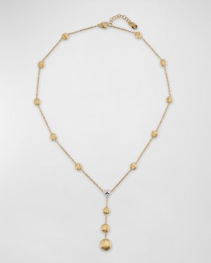 18K Yellow Gold Y Drop Necklace with 3 Diamonds