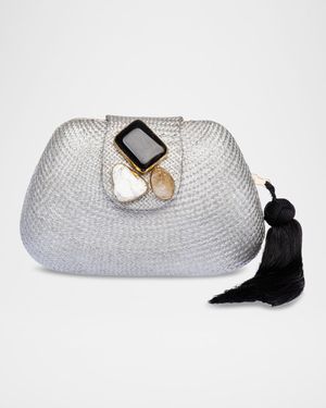 Tamu Stone Tassel Woven Clutch Bag