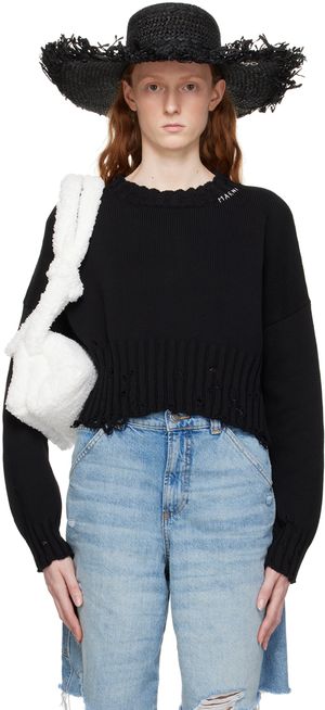 Marni Black Wide Brim Beach Hat