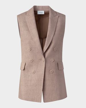 One-Button Washed Raw Linen Vest