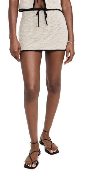 Onia Linen Knit Mini Skirt Birch/Black XL