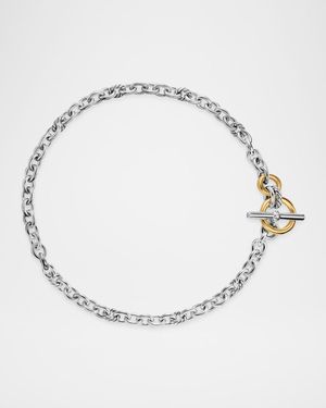 Mercer Single Row Toggle Necklace with Diamonds in Silver and 18K Gold, 5mm