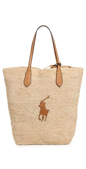 Polo Ralph Lauren Large Raffia Tote Natural/Cuoio One Size