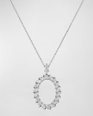 L'Heure du Diamant 18K White Gold Oval Pendant Necklace