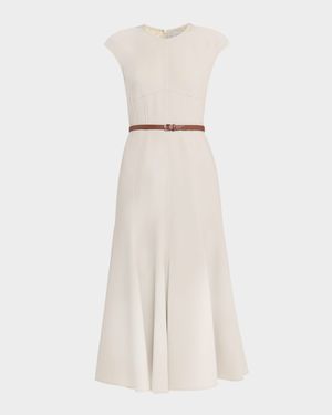 Crowther Cap-Sleeve Corset Midi Dress