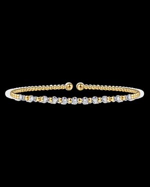 14K White and Yellow Gold Bujukan Diamond Split Bangle