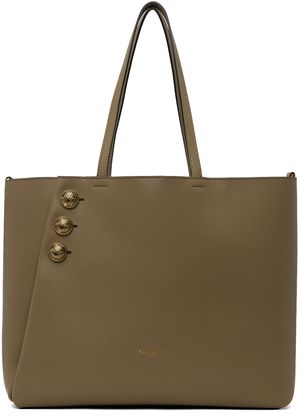 Balmain Taupe Emblème Grained Calfskin Tote