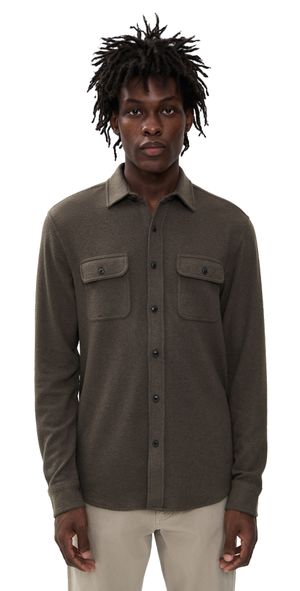 Faherty Legend Sweater Shirt Valley Brown Twill L