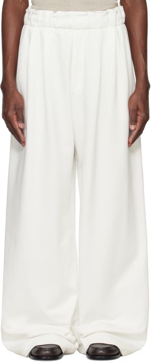 Dries Van Noten Pantalon de survêtement blanc cassé à plis