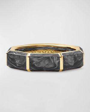Men's Forged Carbon Faceted Band Ring in 18K Gold, 6mm