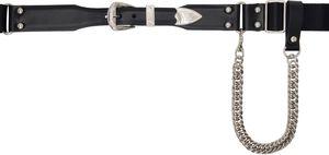 Toga Pulla Ceinture noire en cuir et en nylon à chaine