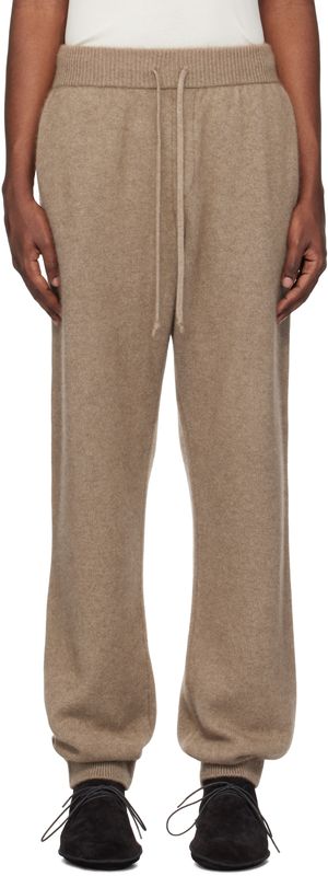 AURALEE Pantalon de survêtement brun en tricot de cachemire de chevreau