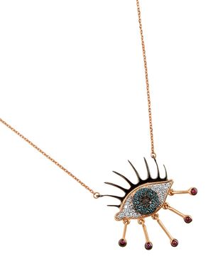 Eye Light Diamond and Ruby Pendant Necklace