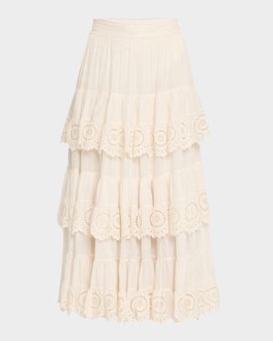 Lucky Embroidered Midi Skirt