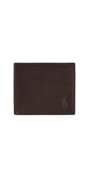 Polo Ralph Lauren Pebbled Leather Wallet Brown One Size