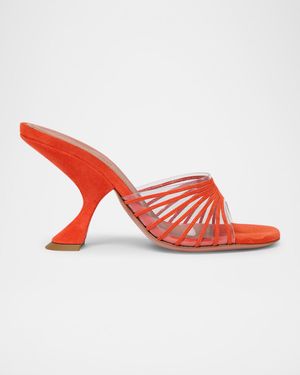 Mookie Suede PVC Comma-Heel Mules