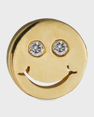 14k Diamond Happy Face Stud Earring, Single