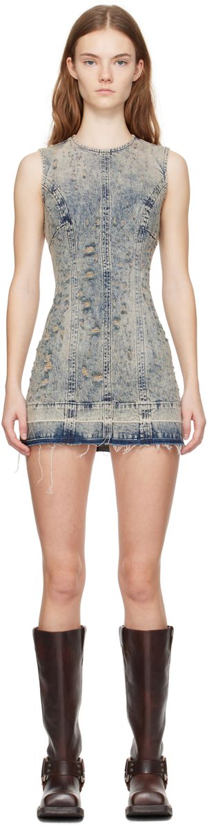 GUESS USA Blue Distressed Denim Minidress