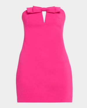 Strapless Cutout Bow-Front Crepe Mini Dress