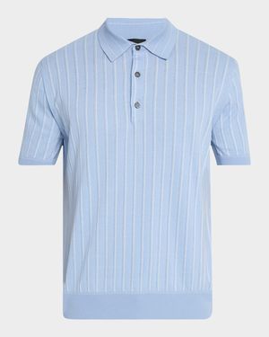 Men's Stripe Short-Sleeve Polo Sweater